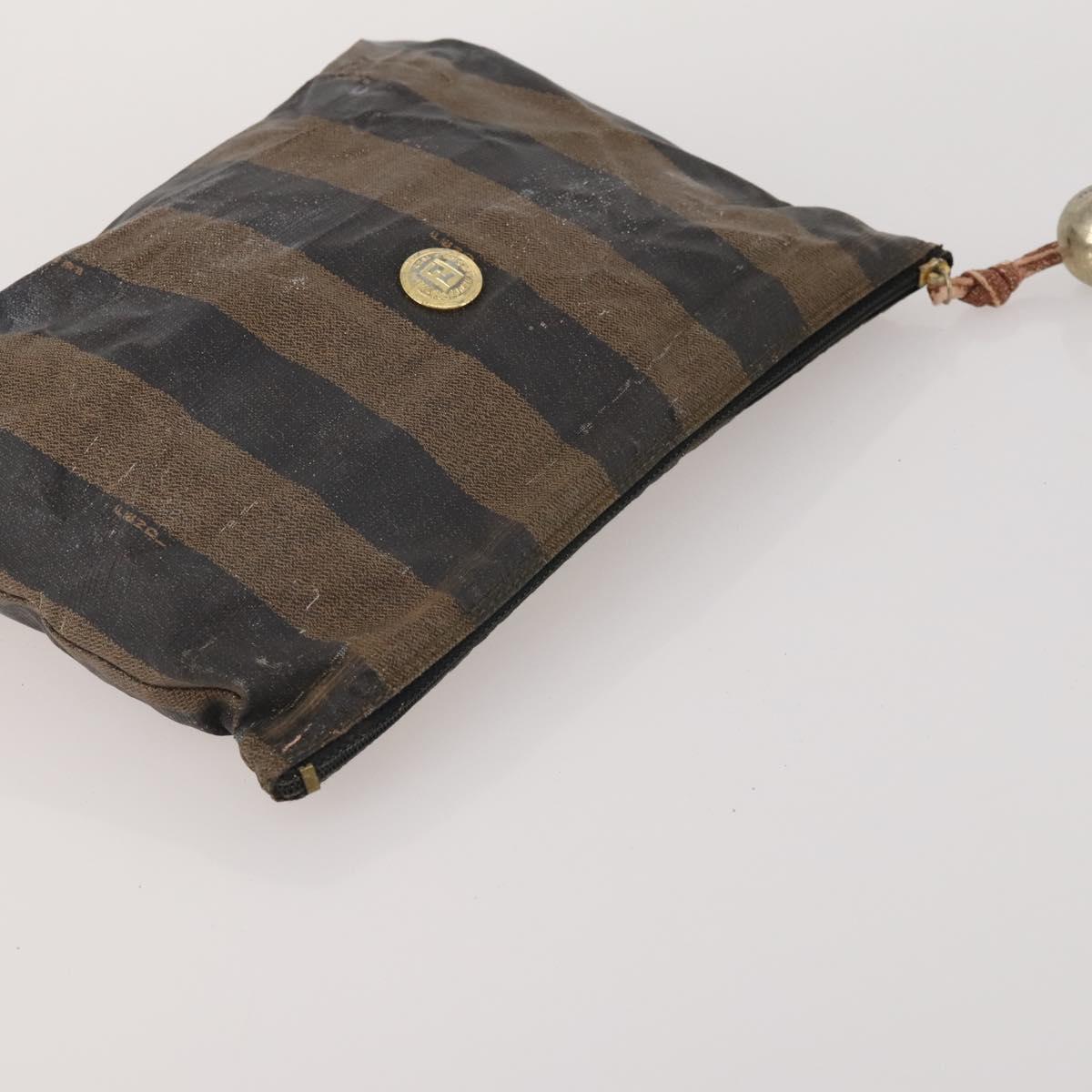 FENDI Zucca Canvas Pouch 5 Set Brown Black Auth CB300