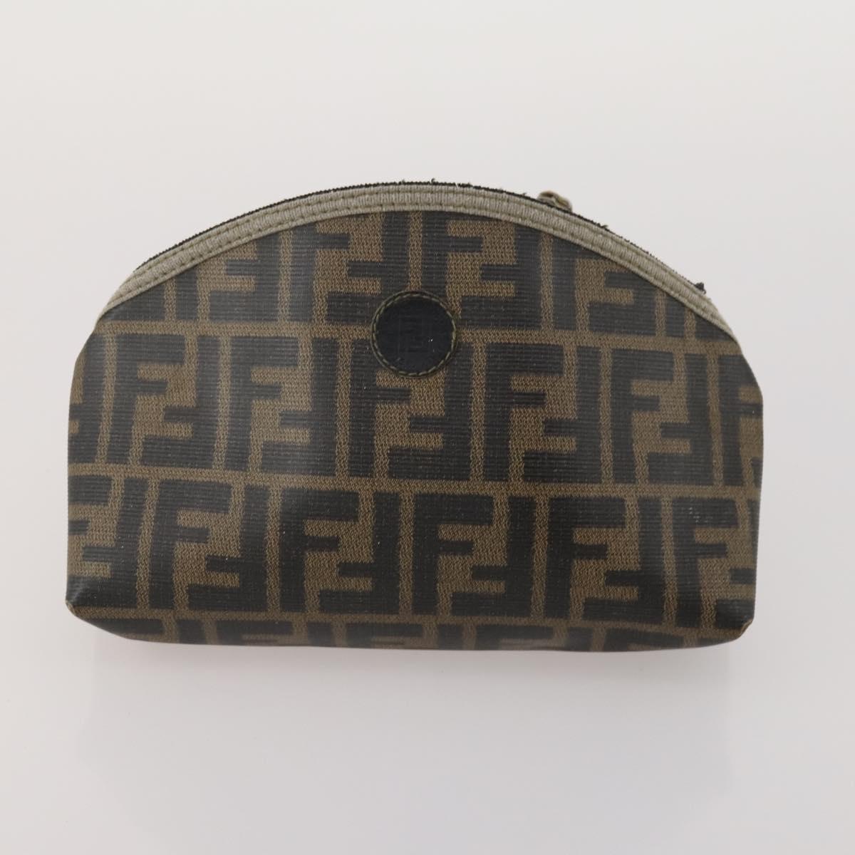 FENDI Zucca Canvas Pouch 5 Set Brown Black Auth CB300