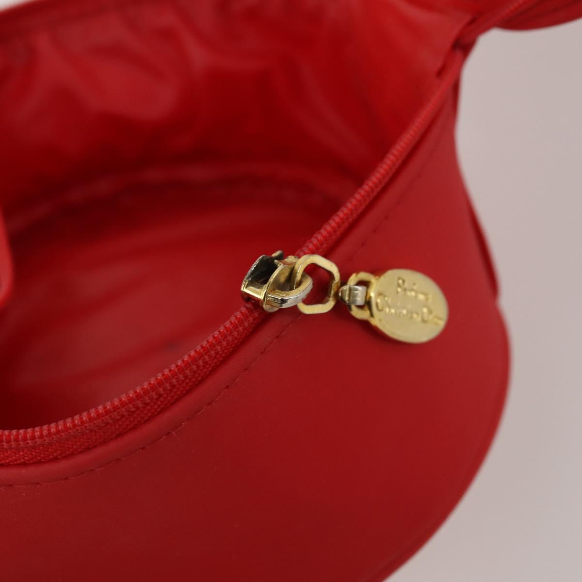 Christian Dior Trotter Canvas Pouch Leather 6 Set White Beige Red Auth CB301