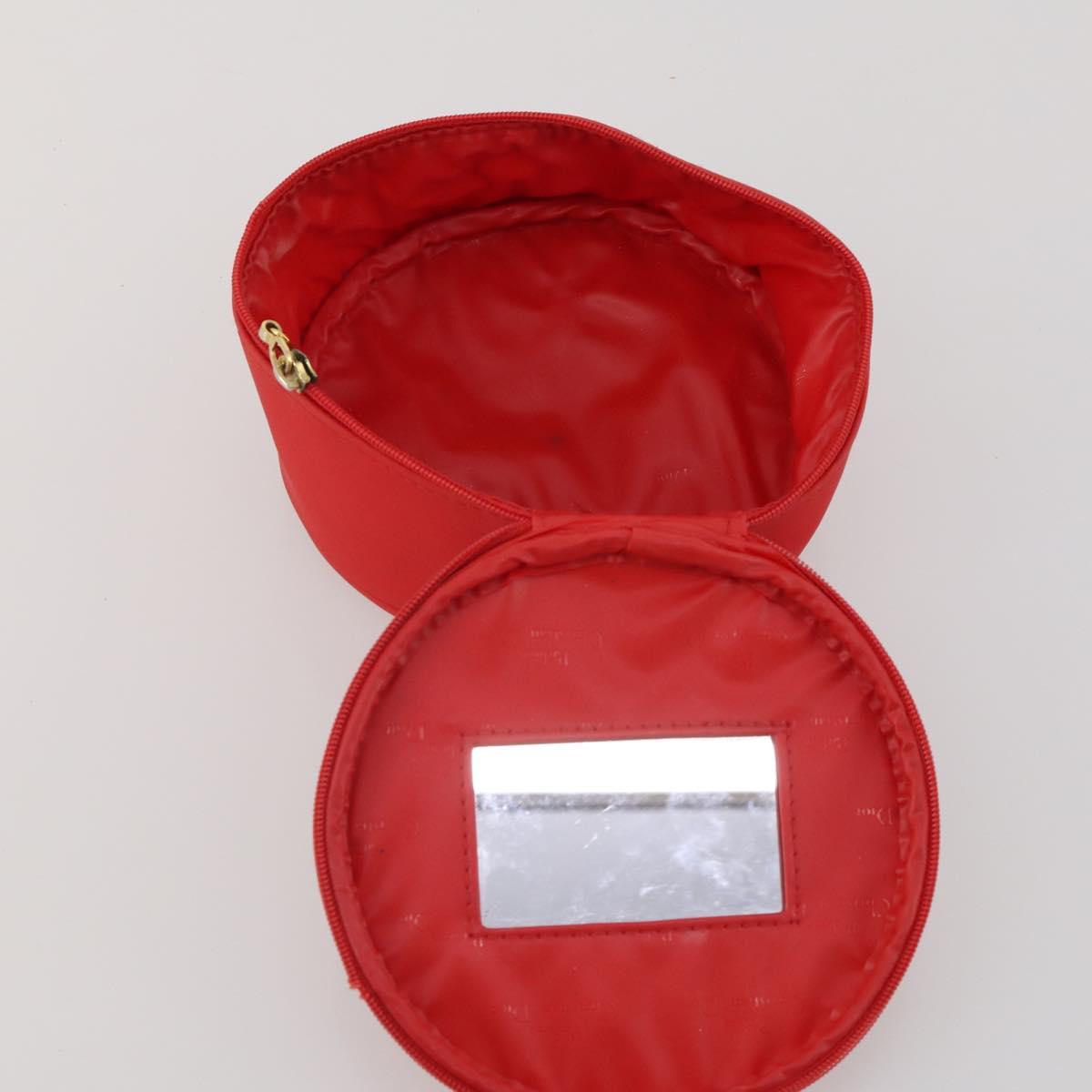 Christian Dior Trotter Canvas Pouch Leather 6 Set White Beige Red Auth CB301