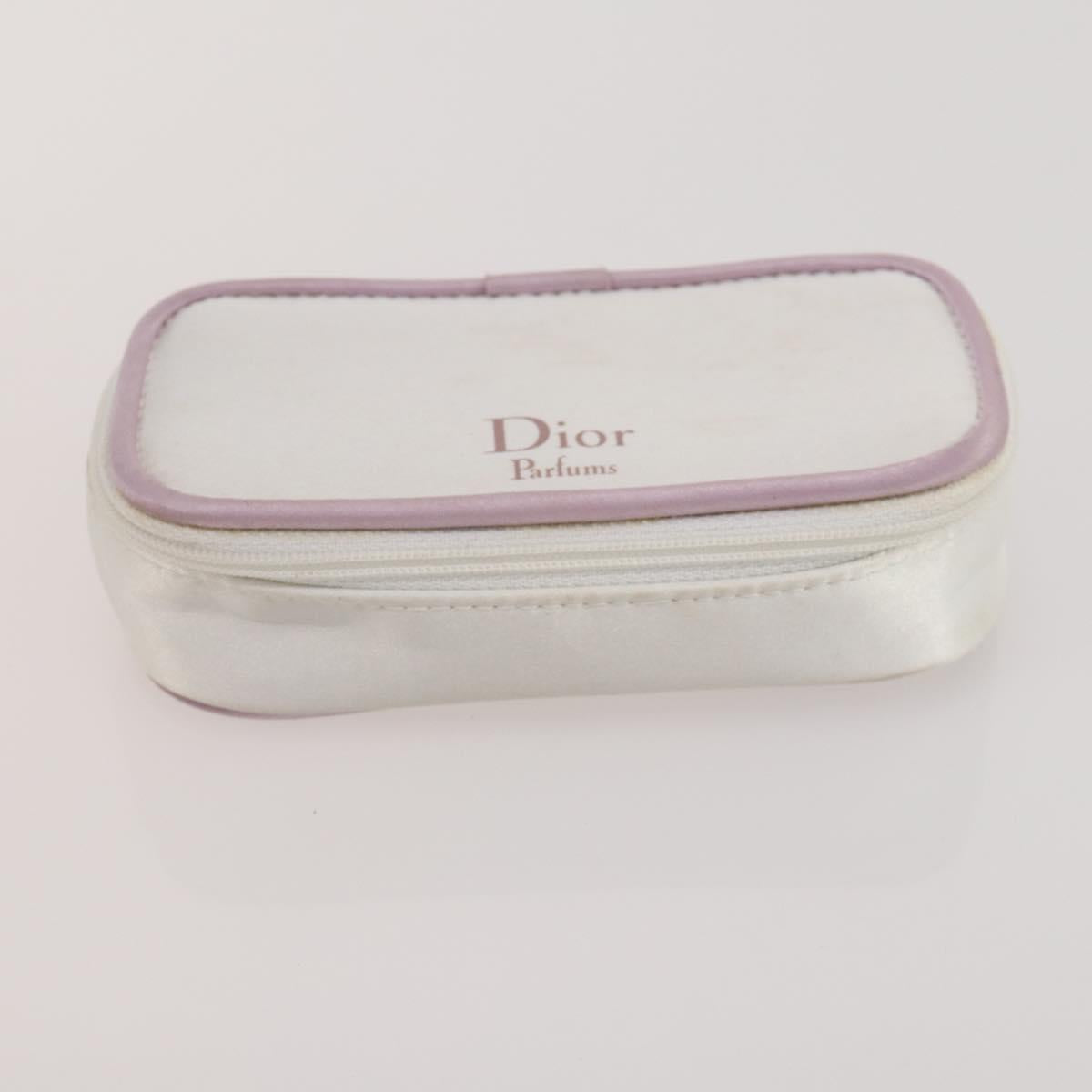 Christian Dior Trotter Canvas Pouch Leather 6 Set White Beige Red Auth CB301