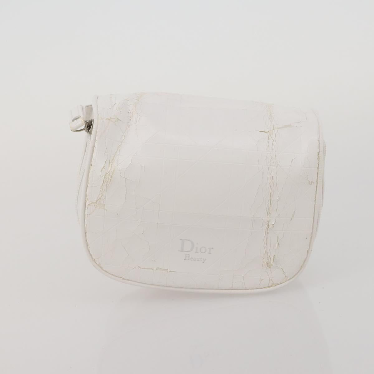 Christian Dior Trotter Canvas Pouch Leather 6 Set White Beige Red Auth CB301
