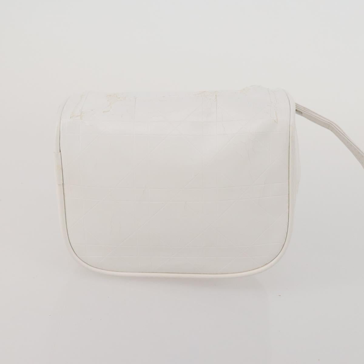 Christian Dior Trotter Canvas Pouch Leather 6 Set White Beige Red Auth CB301