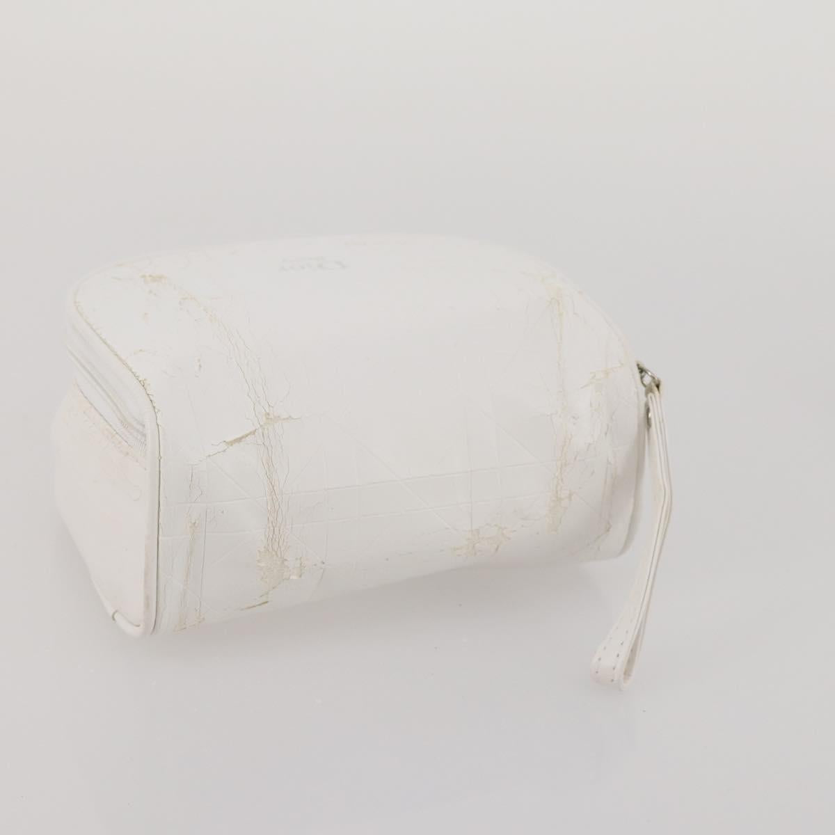 Christian Dior Trotter Canvas Pouch Leather 6 Set White Beige Red Auth CB301