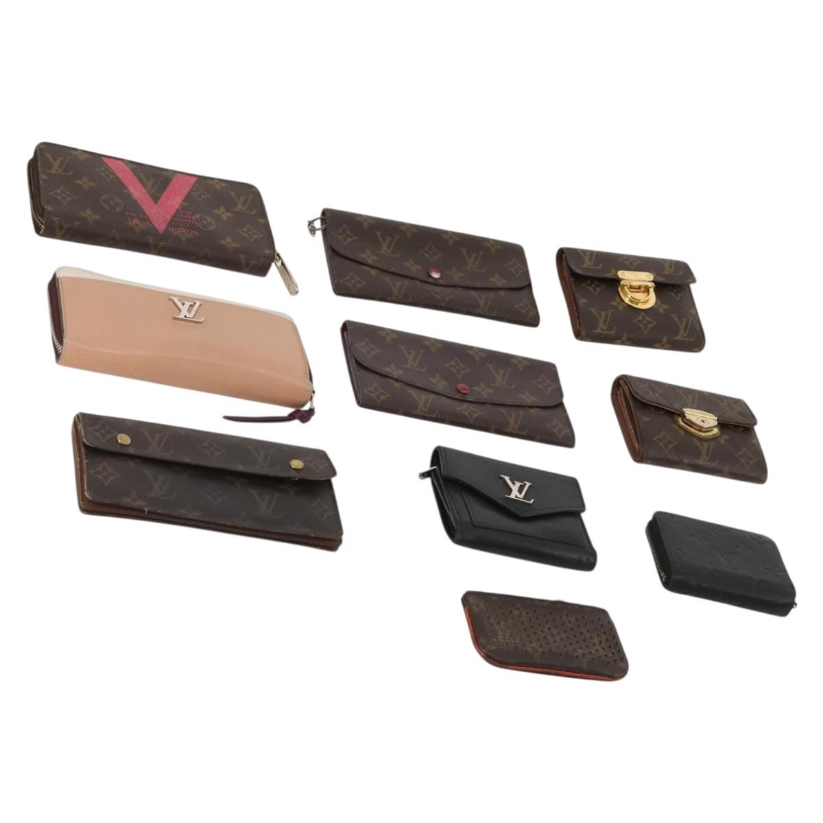 LOUIS VUITTON Monogram Wallet Leather 10 Set Black LV Auth CB304