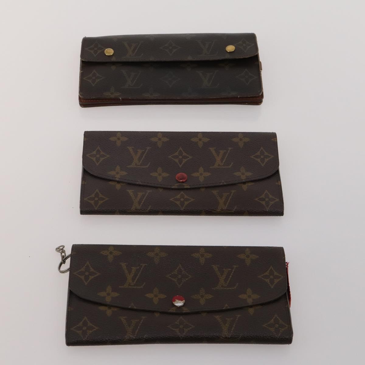 LOUIS VUITTON Monogram Wallet Leather 10 Set Black LV Auth CB304