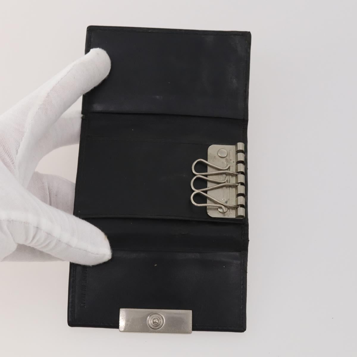 PRADA Key Case Saffiano leather 10 Set Black Beige Auth CB308