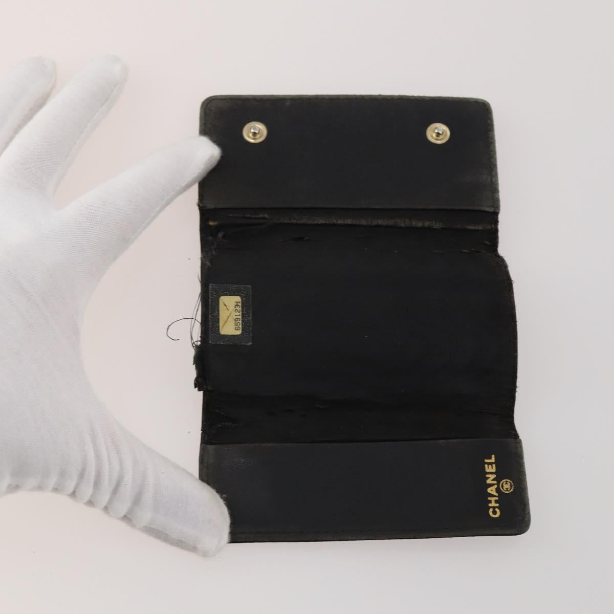 CHANEL Key Case Leather Caviar Skin 10 Set Pink Black purple CC Auth CB309