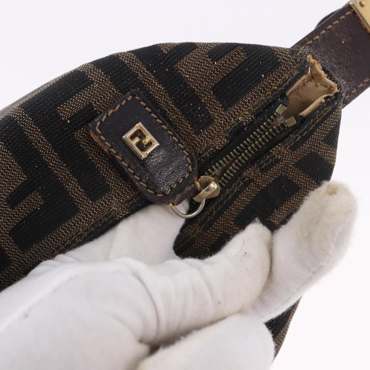 FENDI Zucca Canvas Pouch Black Brown Auth CB310