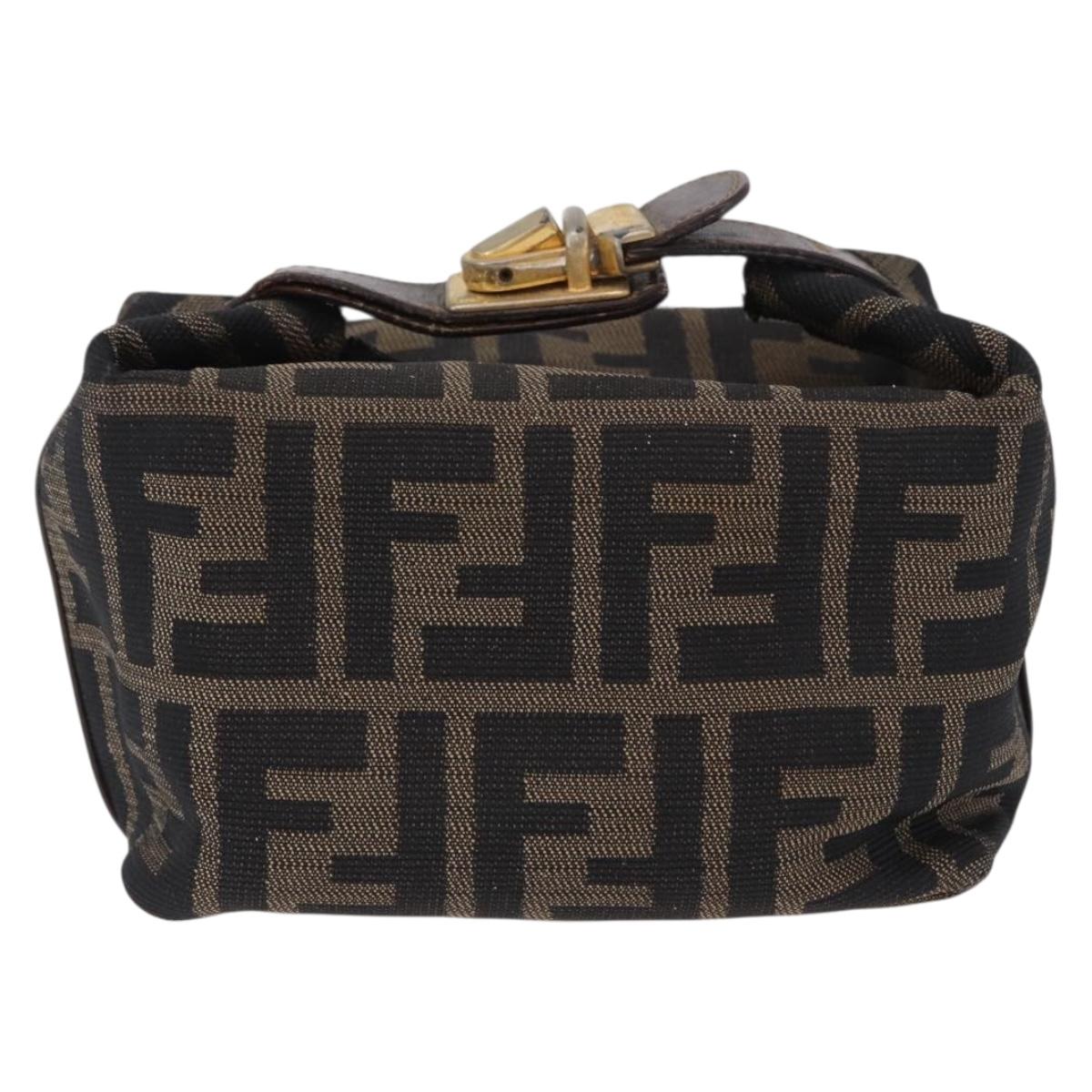 FENDI Zucca Canvas Pouch Black Brown Auth CB310