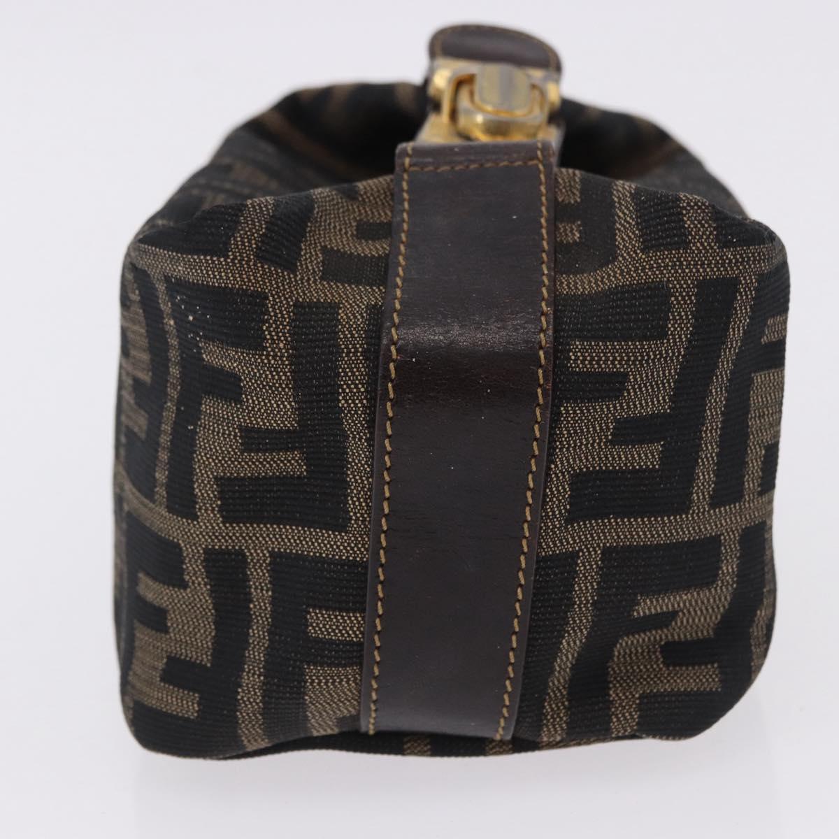 FENDI Zucca Canvas Pouch Black Brown Auth CB310