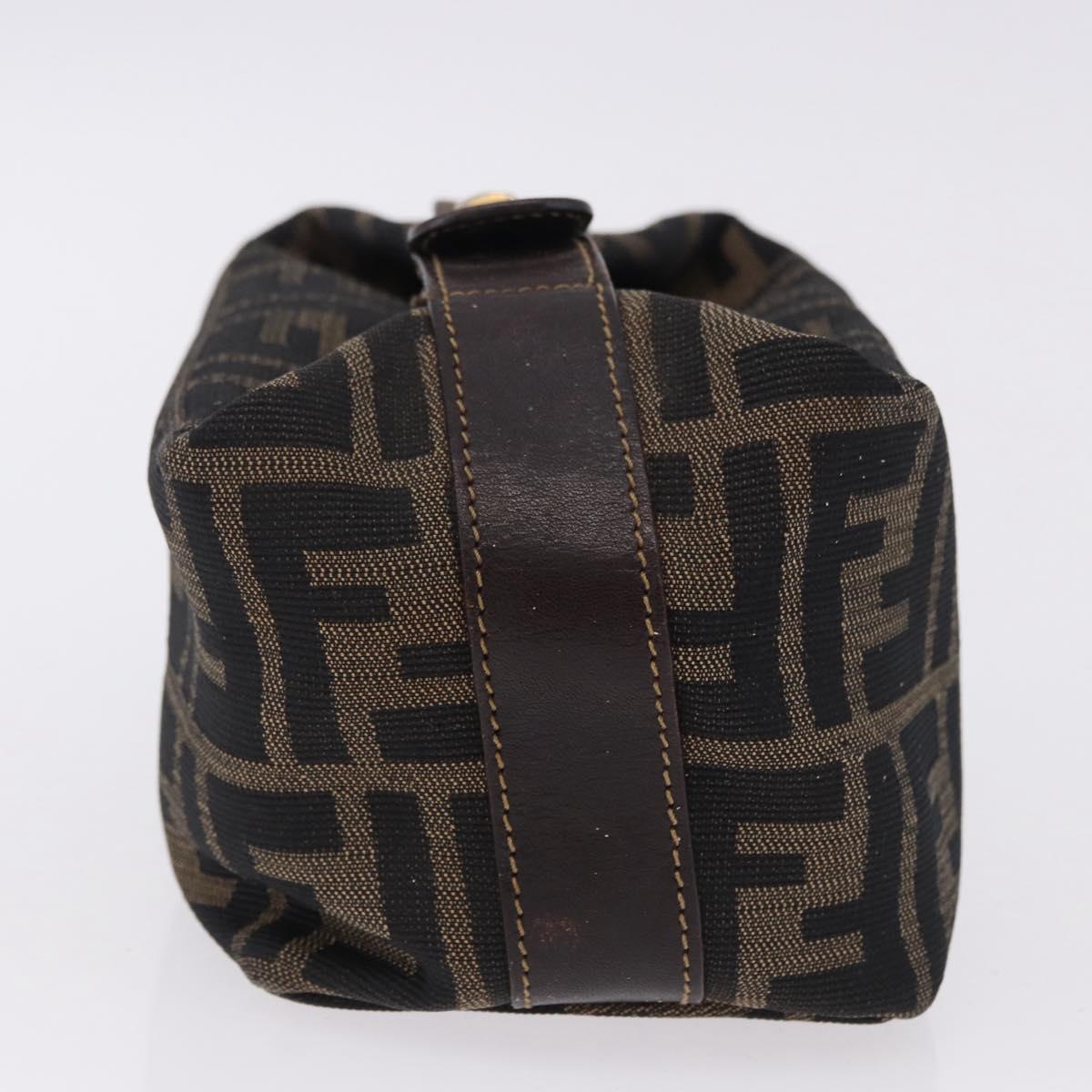 FENDI Zucca Canvas Pouch Black Brown Auth CB310