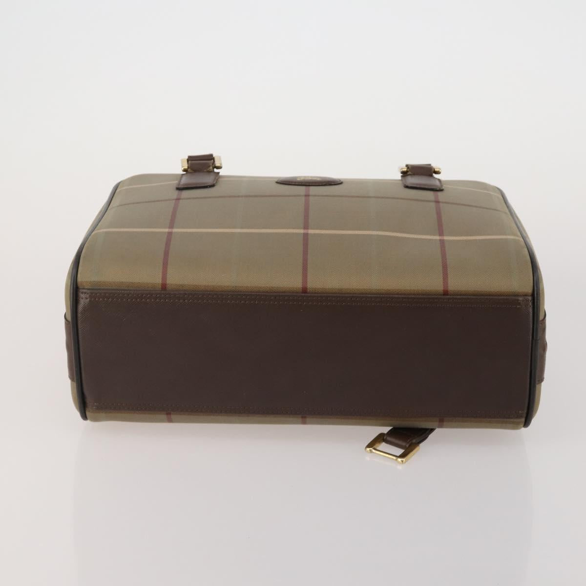BURBERRY Nova Check Boston Bag Canvas 5 Set Beige Auth CB312