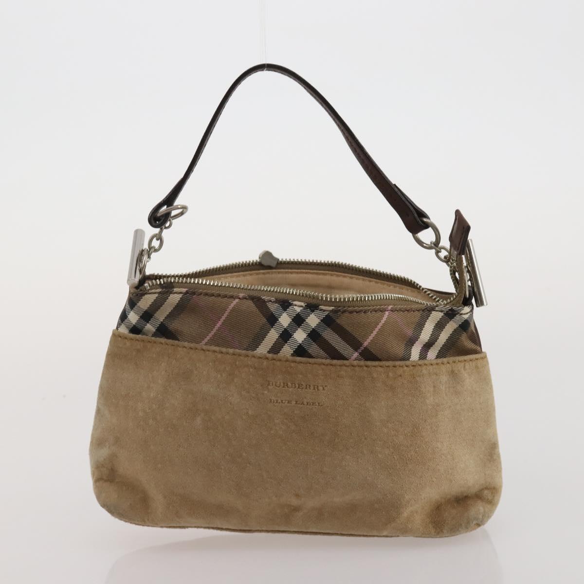 BURBERRY Nova Check Boston Bag Canvas 5 Set Beige Auth CB312