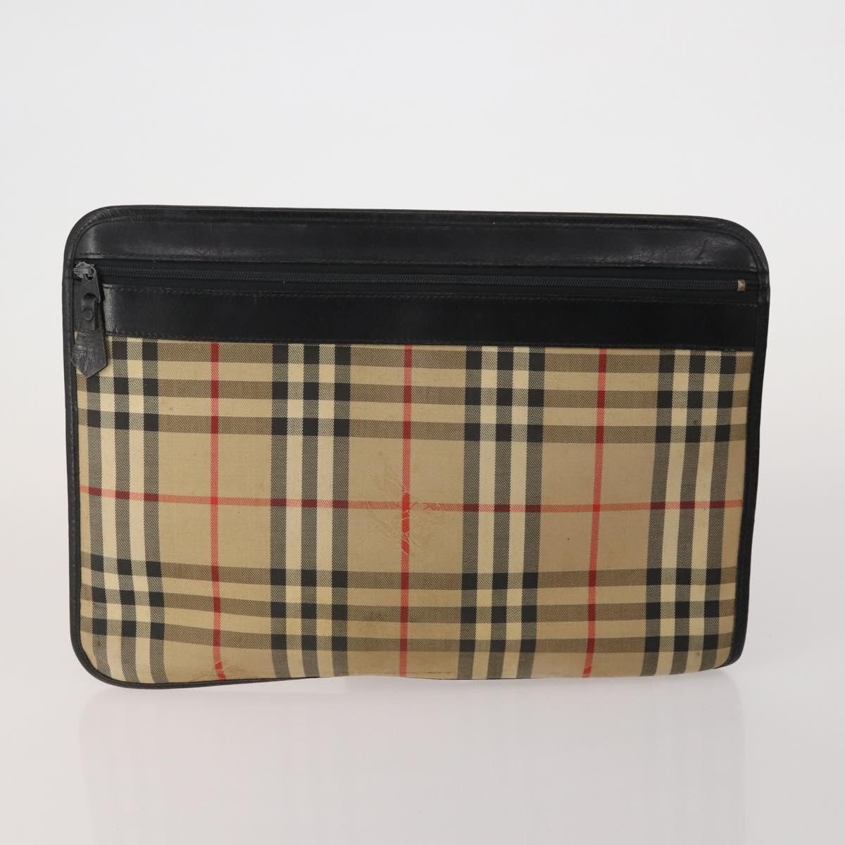 BURBERRY Nova Check Boston Bag Canvas 5 Set Beige Auth CB312