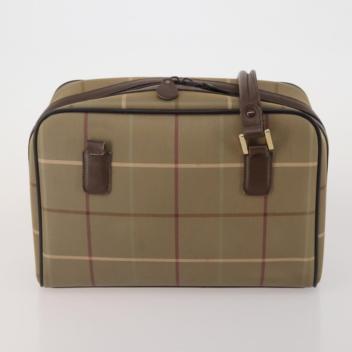 BURBERRY Nova Check Boston Bag Canvas 5 Set Beige Auth CB312