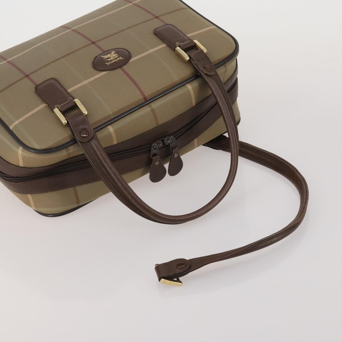BURBERRY Nova Check Boston Bag Canvas 5 Set Beige Auth CB312