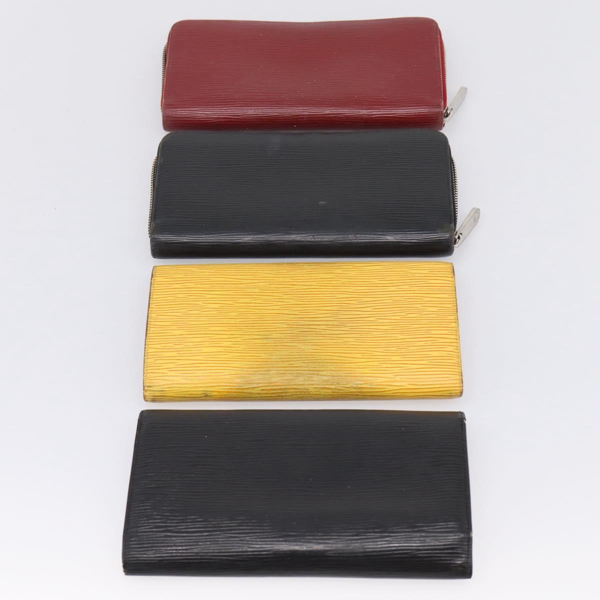 LOUIS VUITTON Epi Long Wallet 10 Set Black Brown Yellow LV Auth CB320