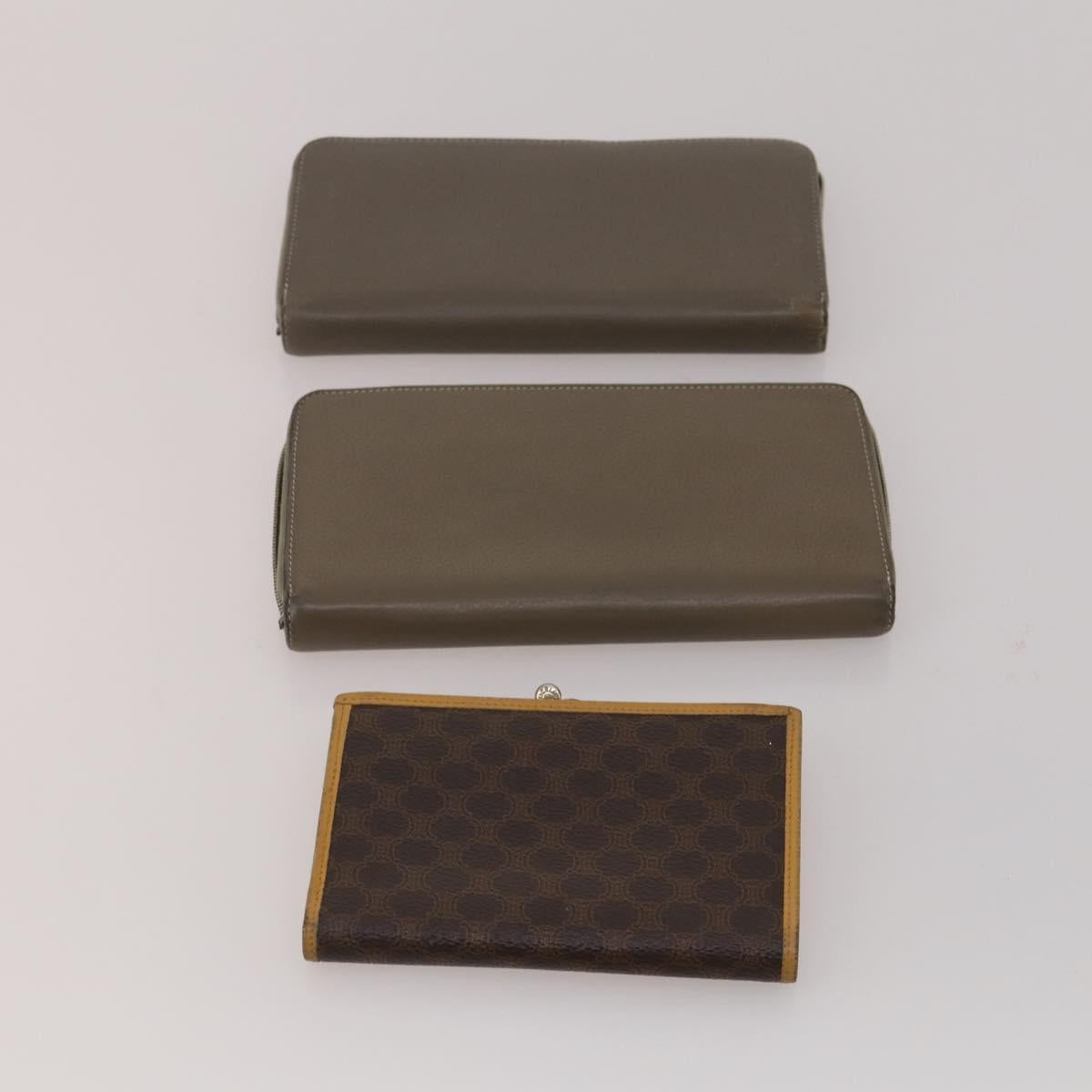 CELINE Macadam Canvas Wallet PVC Leather 10 Set Brown Beige Black Auth CB323