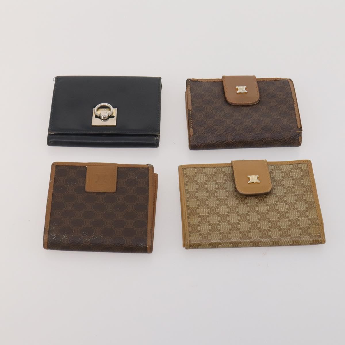 CELINE Macadam Canvas Wallet PVC Leather 10 Set Brown Beige Black Auth CB323