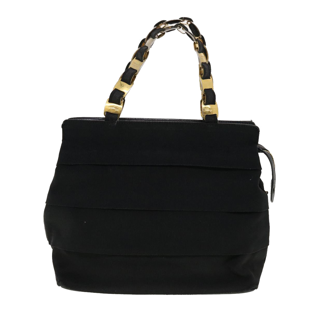 Salvatore Ferragamo Hand Bag Nylon Black AU-21-5251 Auth cl499