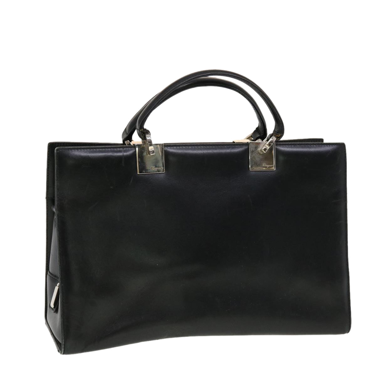 Salvatore Ferragamo Hand Bag Leather Black Auth cl501