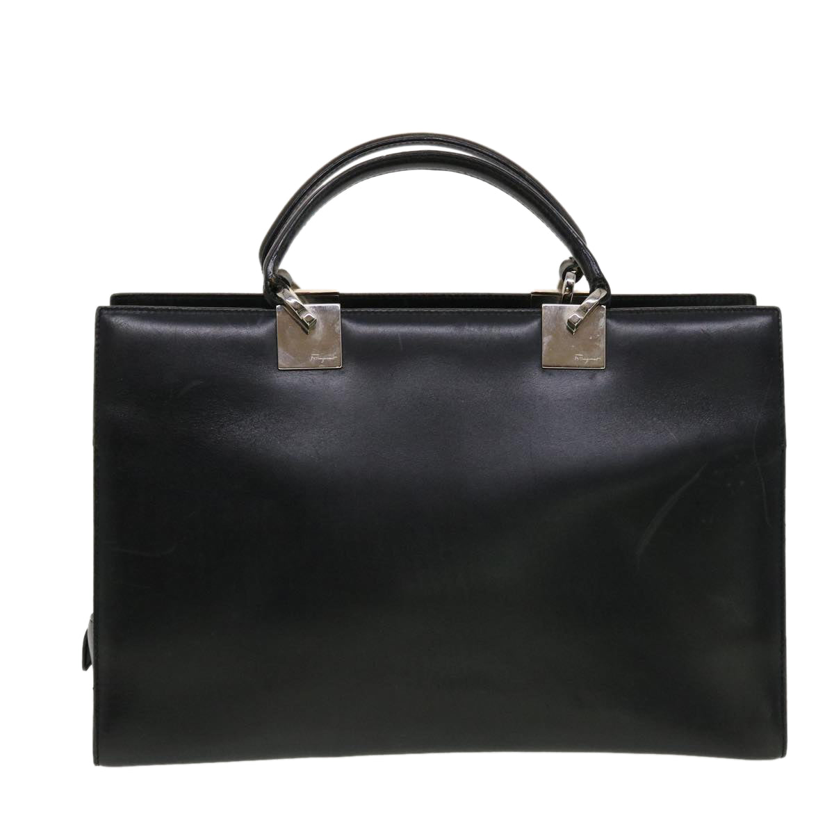 Salvatore Ferragamo Hand Bag Leather Black Auth cl501