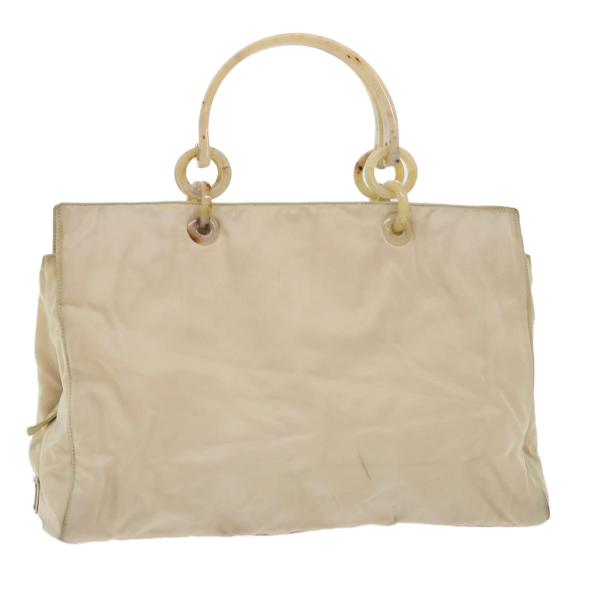 PRADA Hand Bag Nylon Beige Auth cl707