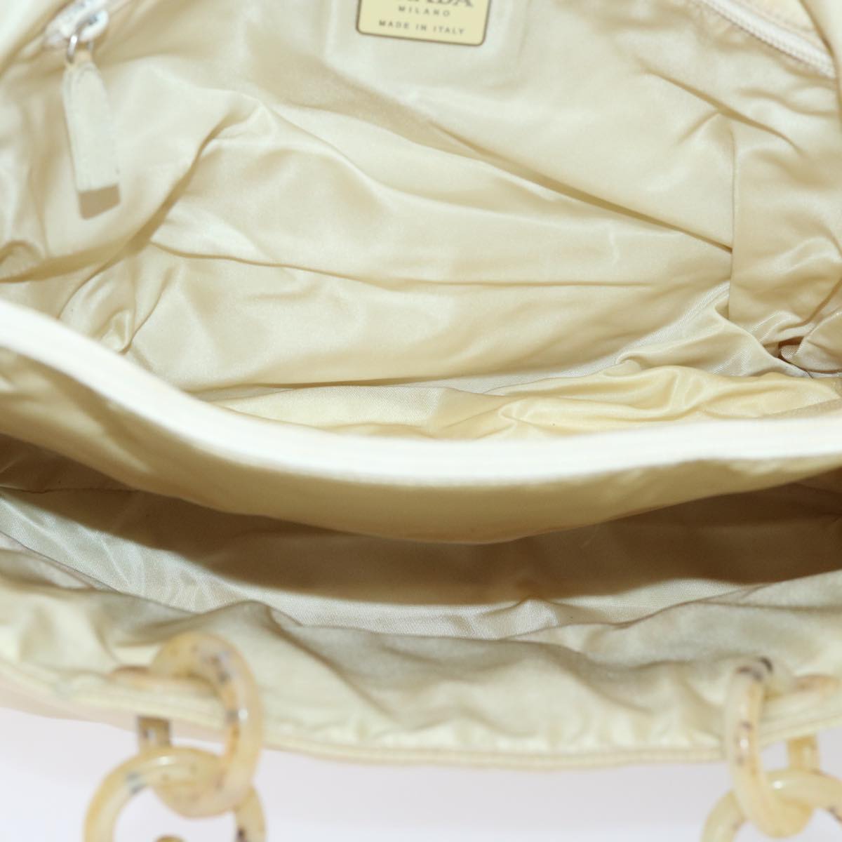 PRADA Hand Bag Nylon Beige Auth cl707