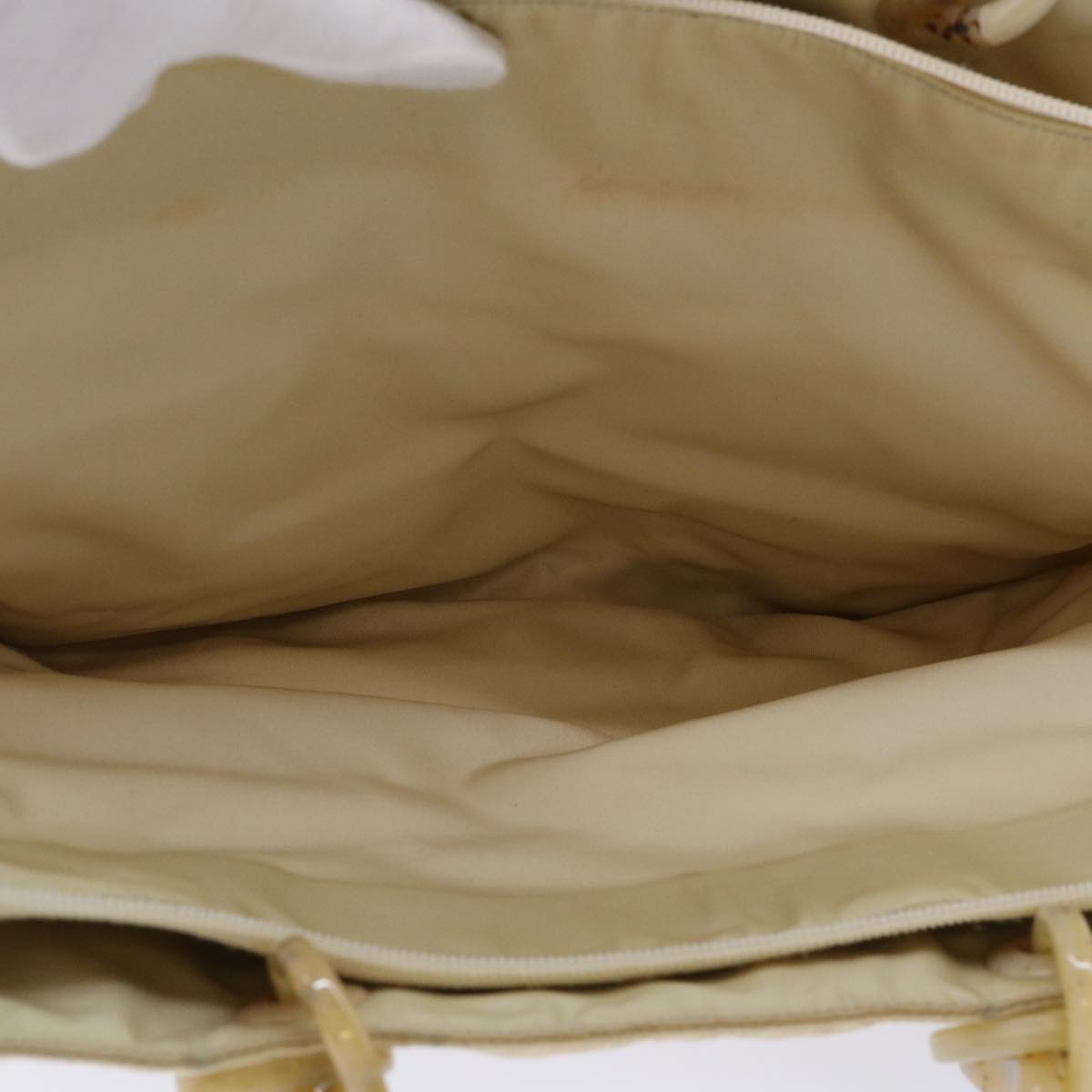 PRADA Hand Bag Nylon Beige Auth cl707