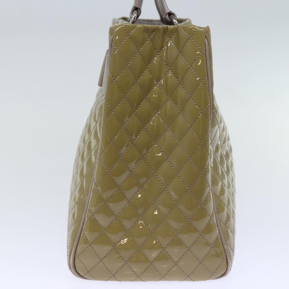 Salvatore Ferragamo Hand Bag Enamel Beige Auth cl837