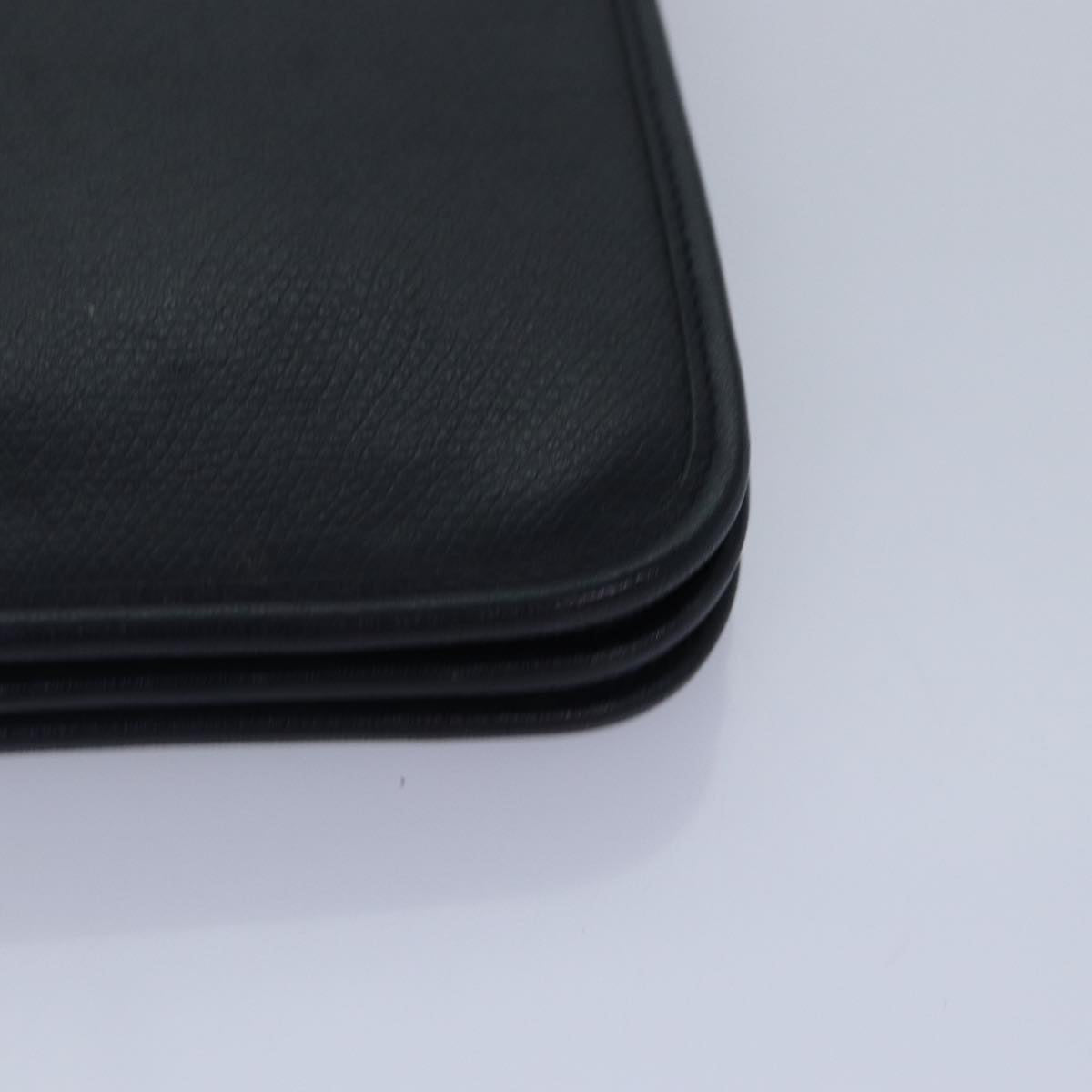 Christian Dior Chain Shoulder Bag Leather Navy Gold Auth cl860