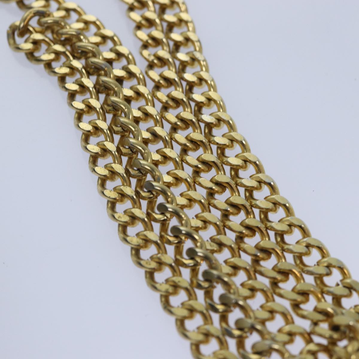 Christian Dior Chain Shoulder Bag Leather Navy Gold Auth cl860