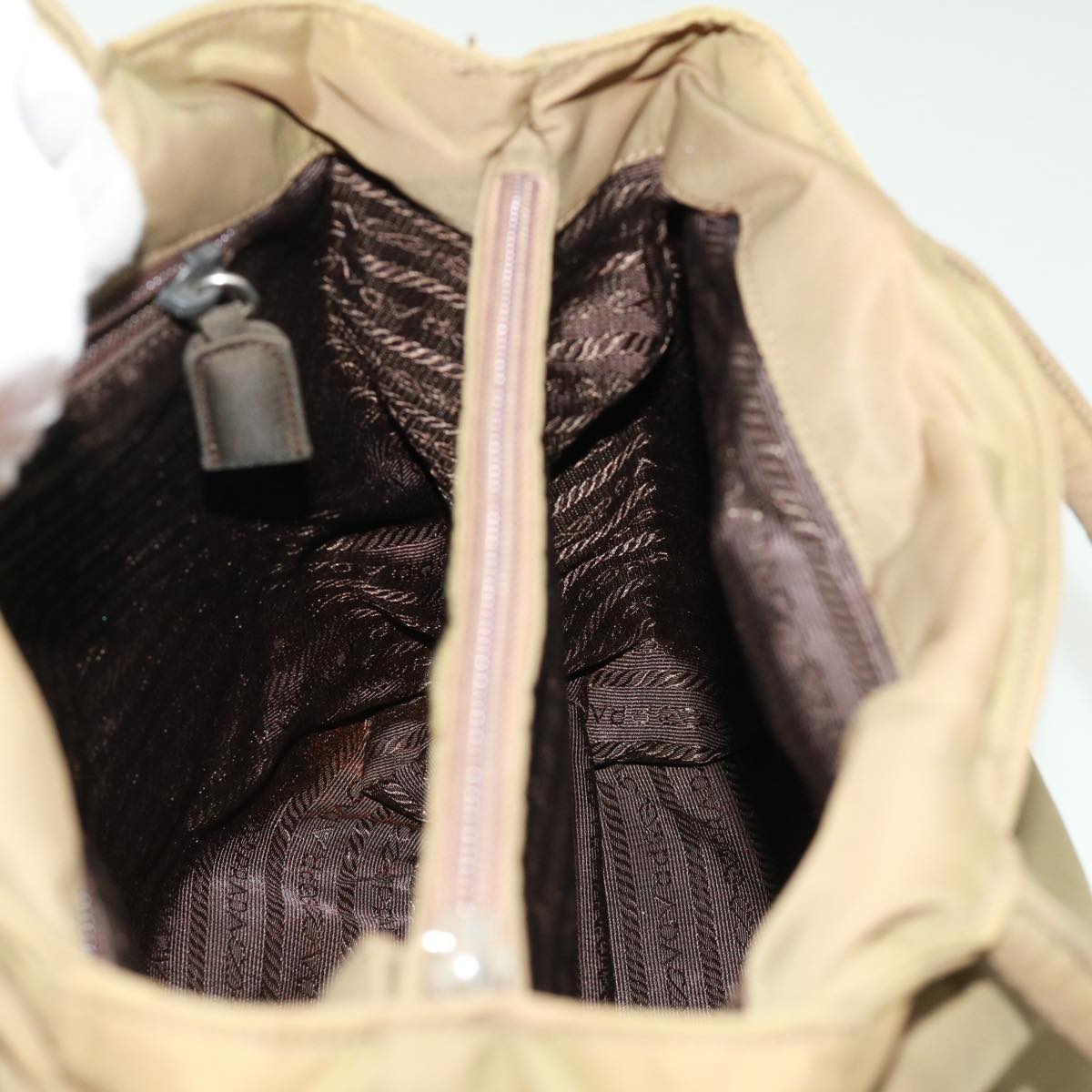 PRADA Hand Bag Nylon Khaki Auth cr603