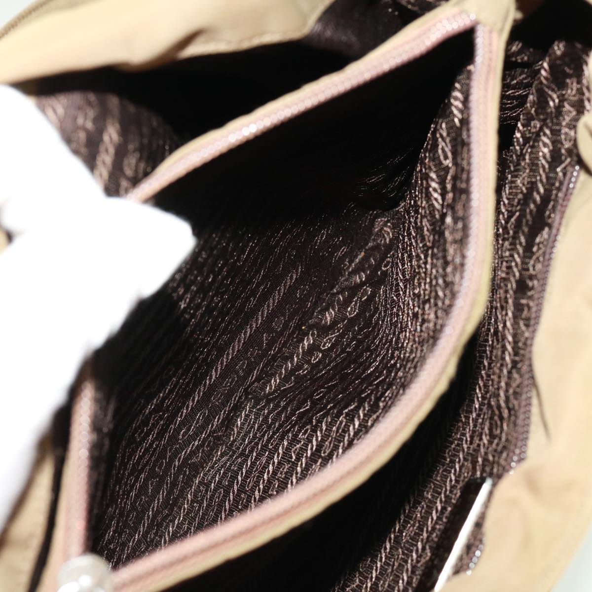 PRADA Hand Bag Nylon Khaki Auth cr603