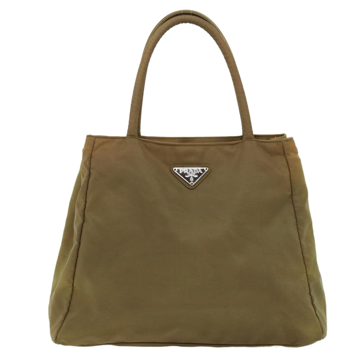 PRADA Hand Bag Nylon Khaki Auth cr603