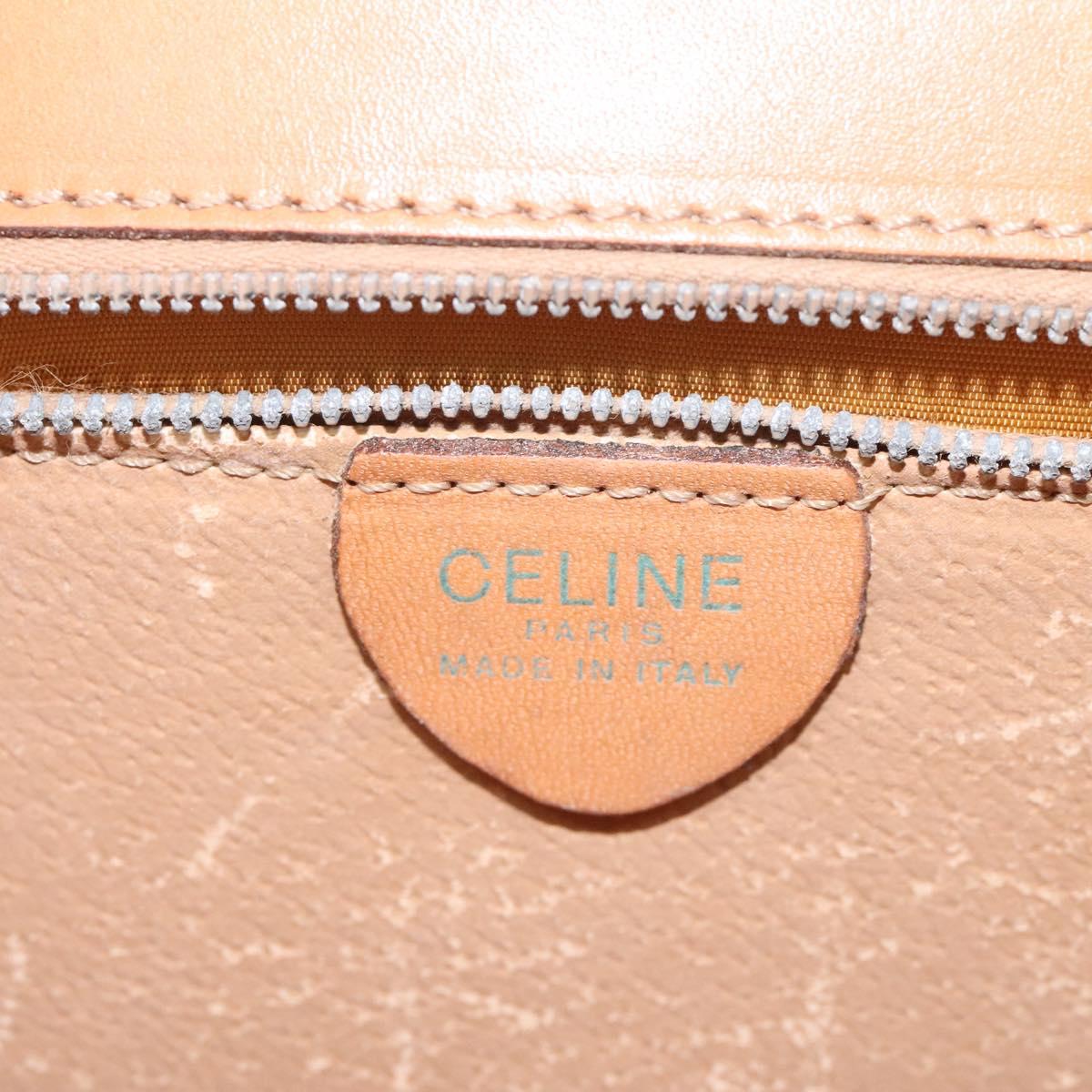 CELINE Macadam Canvas Hand Bag PVC Leather Brown Gold Auth EC006