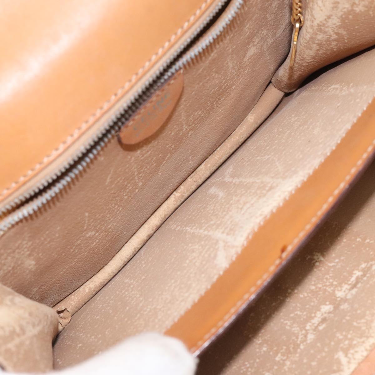 CELINE Macadam Canvas Hand Bag PVC Leather Brown Gold Auth EC006