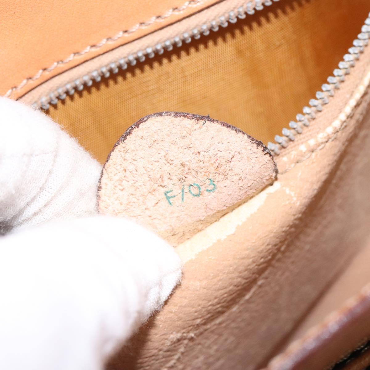 CELINE Macadam Canvas Hand Bag PVC Leather Brown Gold Auth EC006