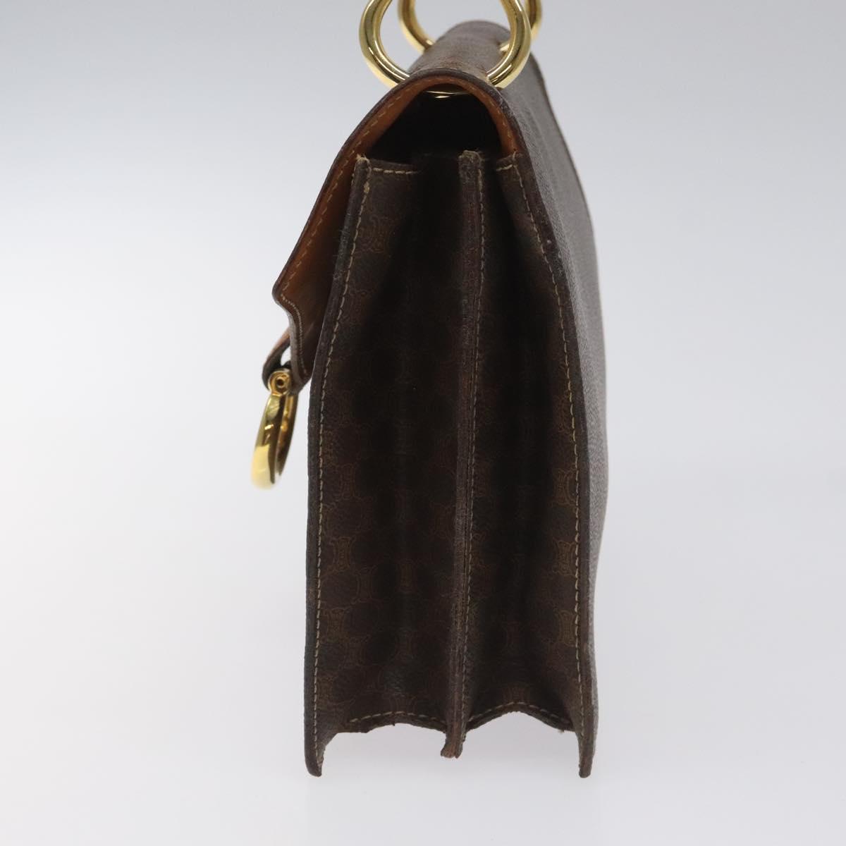 CELINE Macadam Canvas Hand Bag PVC Leather Brown Gold Auth EC006