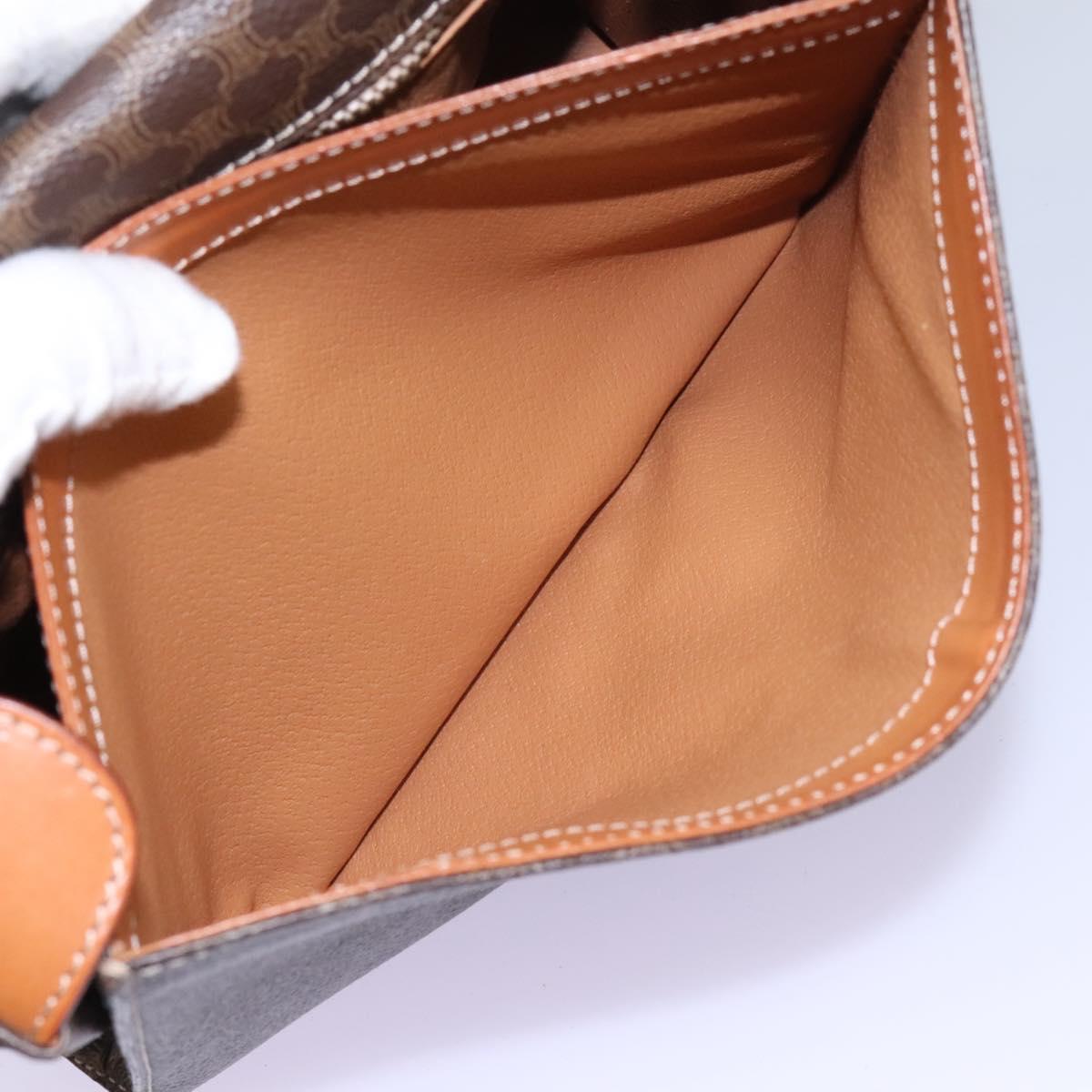 CELINE Macadam Canvas Shoulder Bag PVC Leather Brown Gold Auth EC038