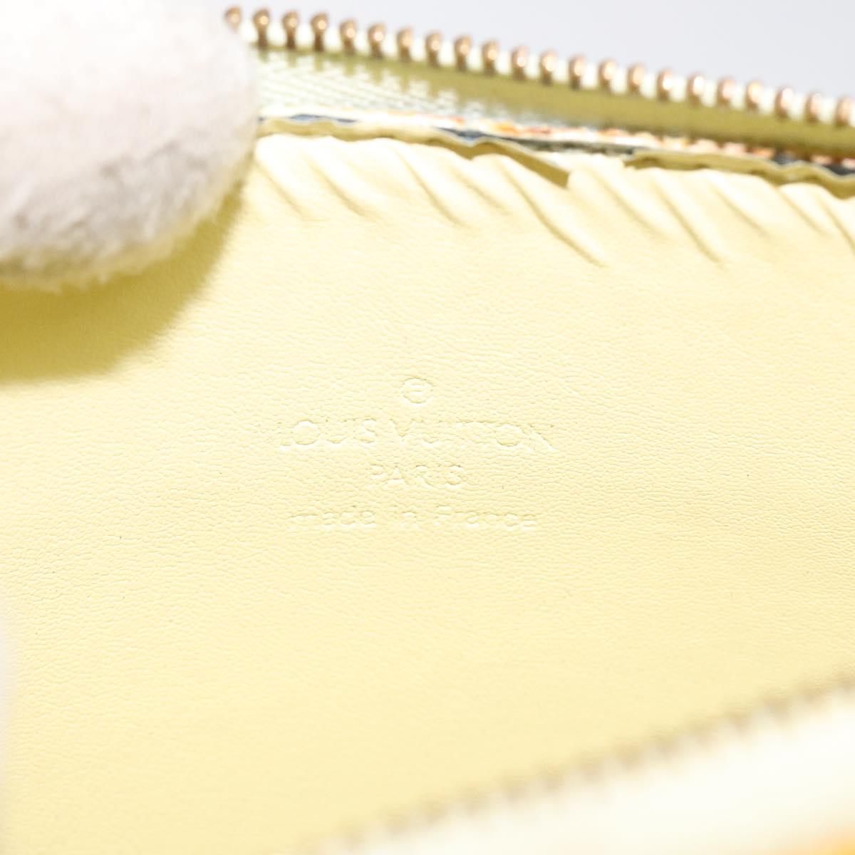 LOUIS VUITTON Monogram Vernis Motto Pouch Lime Yellow M91059 LV Auth EC064