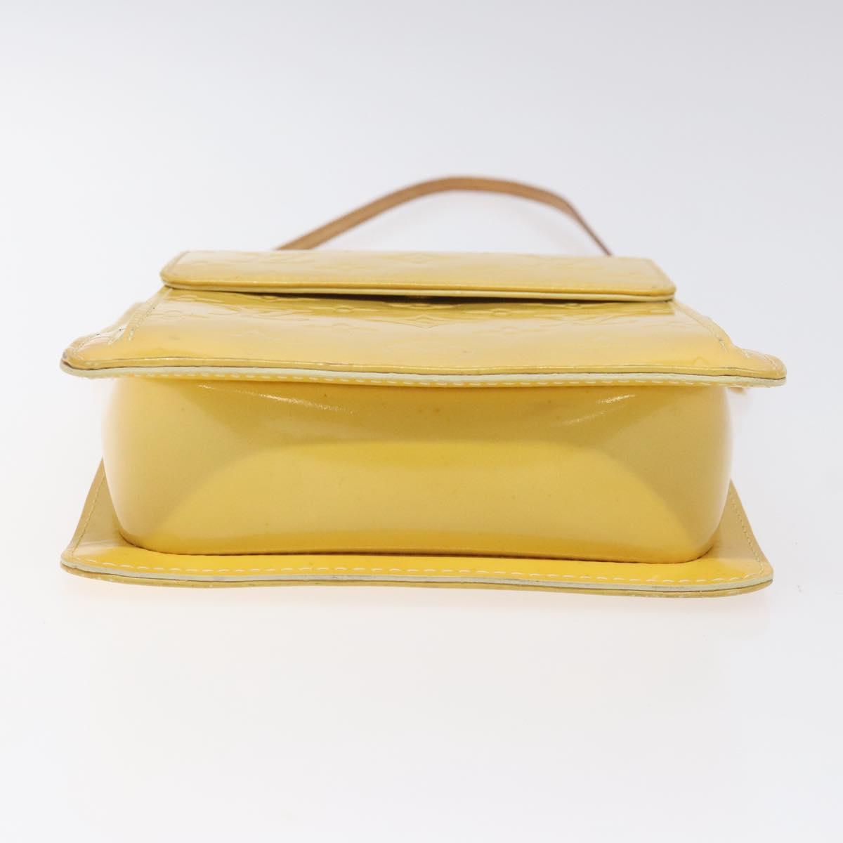 LOUIS VUITTON Monogram Vernis Motto Pouch Lime Yellow M91059 LV Auth EC064