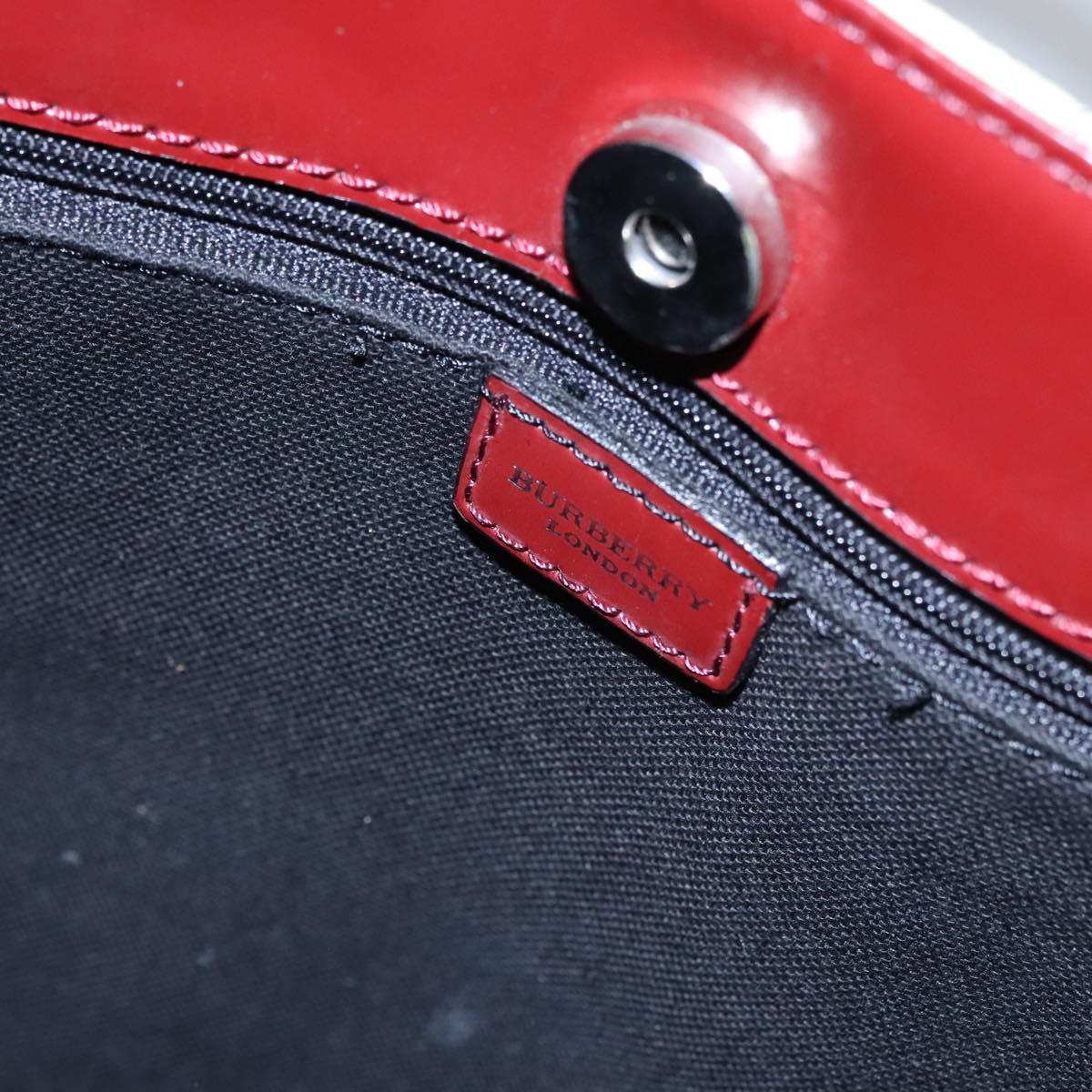 BURBERRY Nova Check Shoulder Bag PVC Beige Wine Red Silver Auth EC077