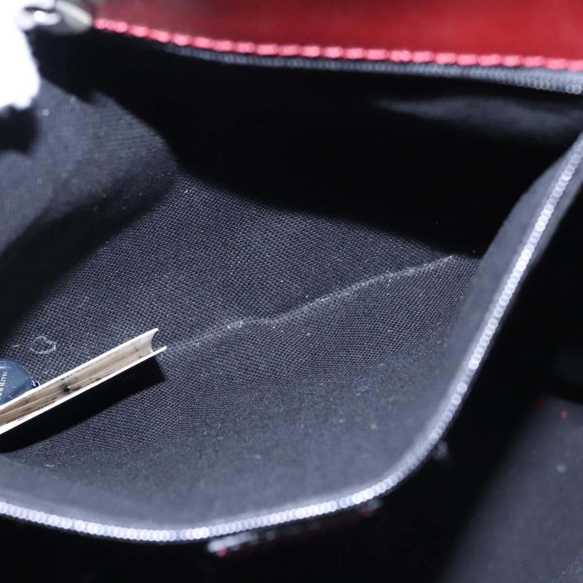 BURBERRY Nova Check Shoulder Bag PVC Beige Wine Red Silver Auth EC077