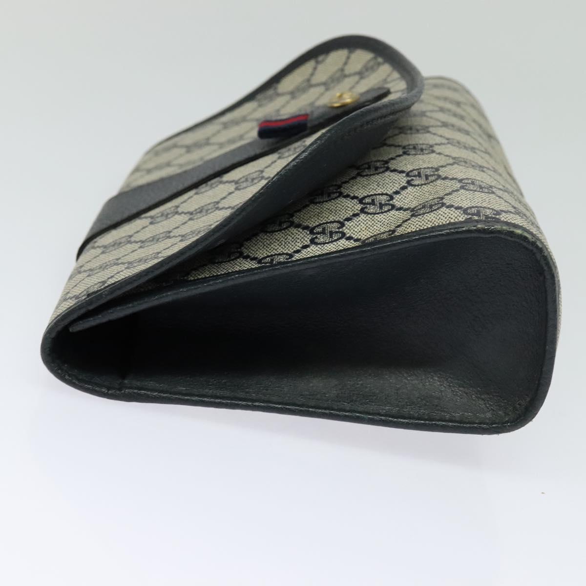 GUCCI GG Supreme Sherry Line Clutch Bag PVC Red Navy 156 01 030 Auth EC080