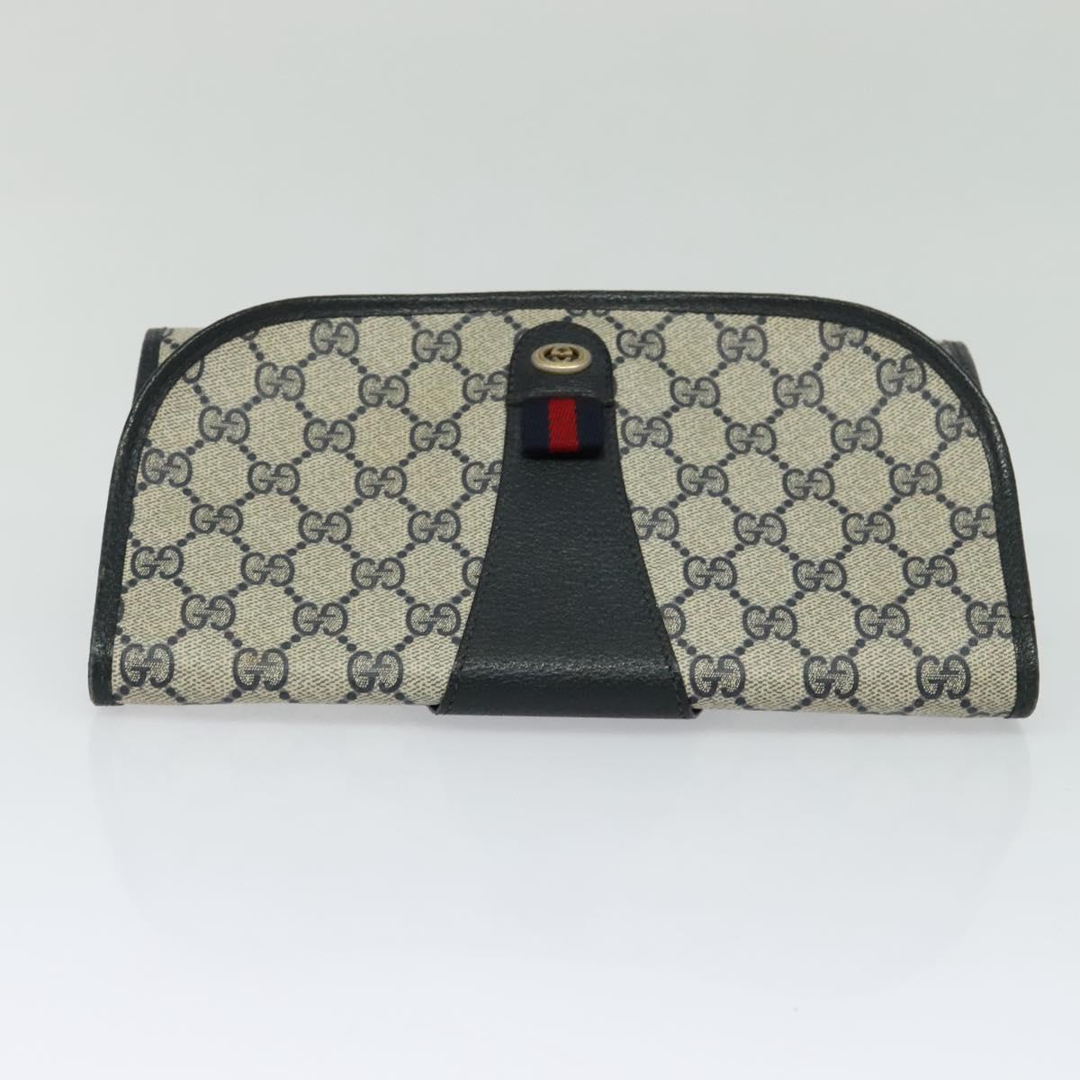 GUCCI GG Supreme Sherry Line Clutch Bag PVC Red Navy 156 01 030 Auth EC080