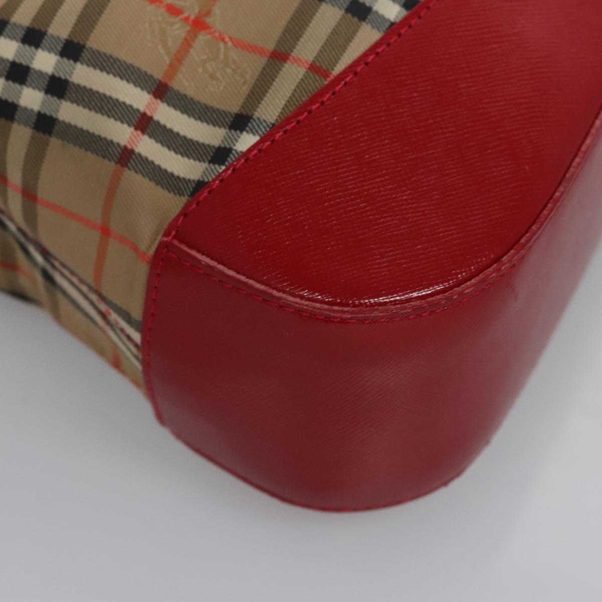 Burberrys Nova Check Shoulder Bag Canvas Beige Red gold Auth EC082