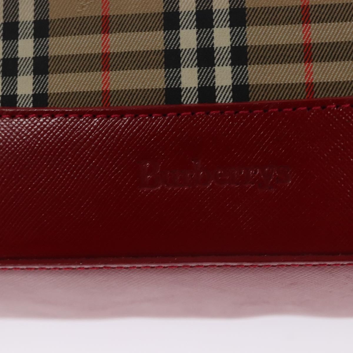 Burberrys Nova Check Shoulder Bag Canvas Beige Red gold Auth EC082
