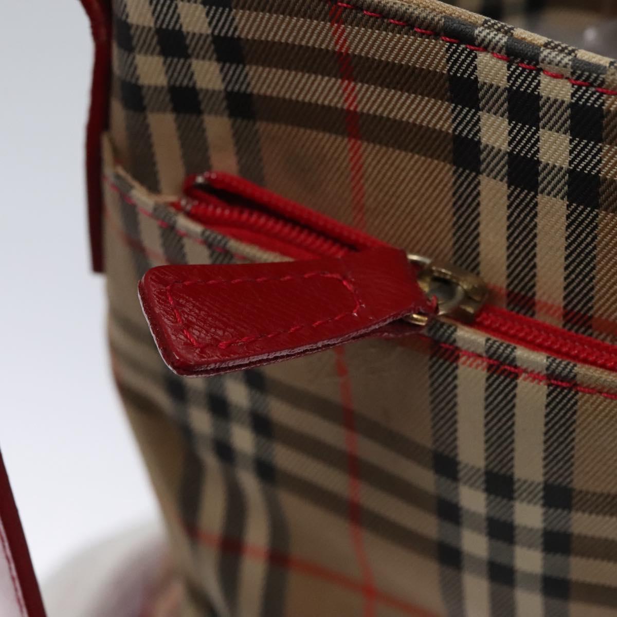 Burberrys Nova Check Shoulder Bag Canvas Beige Red gold Auth EC082
